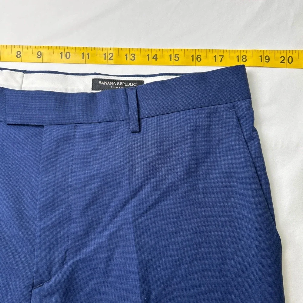 Banana Republic Mens Reda Italian Wool Slim Fit Dress Pants Size 35x32 Navy Blue